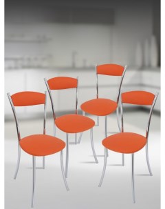 Кухонные стулья мягкие со спинкой Хром4 шт оранжевый Мебель хром