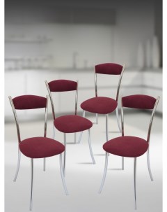 Кухонные стулья мягкие со спинкой 4 шт ежевичный Мебель хром