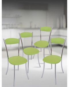 Кухонные стулья мягкие со спинкой 4 шт фисташковый Мебель хром