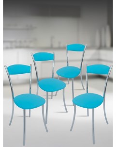Кухонные стулья мягкие со спинкой Хром4 шт бирюзовый Мебель хром