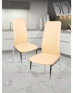 Кухонные стулья мягкие со спинкой 2 шт бежевый Мебель хром