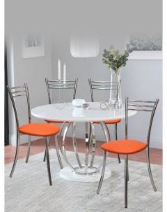 Кухонные стулья мягкие со спинкой 4 шт оранжевый Мебель хром