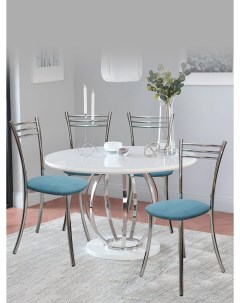 Кухонные стулья мягкие со спинкой 4 шт голубой Мебель хром