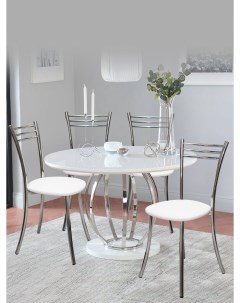 Кухонные стулья мягкие со спинкой 4 шт белый Мебель хром