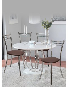 Кухонные стулья мягкие со спинкой 4 шт шоколадный Мебель хром