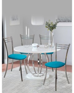 Кухонные стулья мягкие со спинкой Хром4 шт бирюзовый Мебель хром