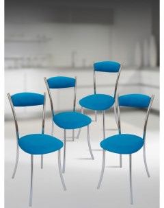 Кухонные стулья мягкие со спинкой 4 шт бирюзовый Мебель хром