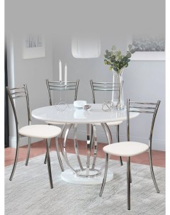 Кухонные стулья мягкие со спинкой 4 шт белый Мебель хром