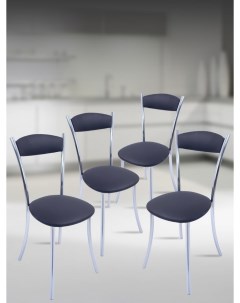 Кухонные стулья мягкие со спинкой 4 шт черный Мебель хром