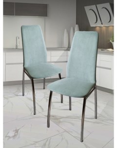 Кухонные стулья мягкие со спинкой 2 шт ментол Мебель хром