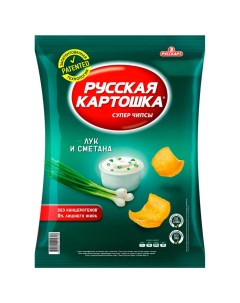Чипсы картофельные со вкусом зеленого лука и сметаны 190 г Русская картошка