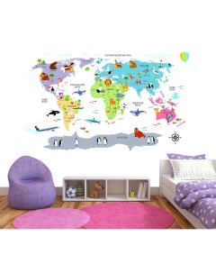 Фотообои MAPS 3д детская карта мира флизелиновые 400х260см Artdeluxe