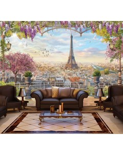 Фотообои FRESCO Вид на Париж с терассы флизелиновые 400х270см Artdeluxe