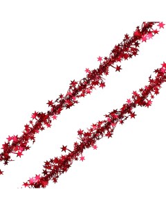 Мишура новогодняя Звезды голографическая красная 60 мм х 2 м Morozco