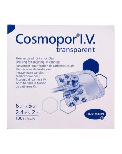 Повязка Cosmopor I V Transparent для фиксации канюль стерильная 6 х 5 см 100 шт Hartmann
