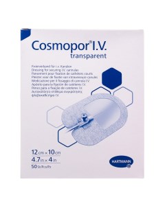 Повязка Cosmopor I V Transparent для фиксации канюль стерильная 12 х 10 см 50 шт Hartmann