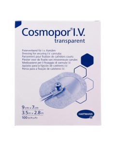 Повязка Cosmopor I V Transparent для фиксации канюль стерильная 9 х 7 см 100 шт Hartmann