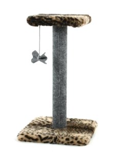 Когтеточка для кошек с игрушкой бежевая искусственный мех ДСП высота 55 см Meridian