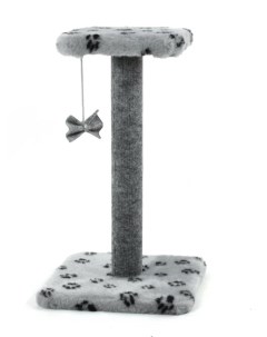 Когтеточка для кошек с игрушкой серая искусственный мех ДСП высота 55 см Meridian