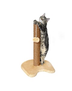 Когтеточка столбик для кошек Леопольд джут кремовая 35х35х50 см Petshopru