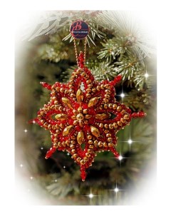 Набор для вышивания хрустальными бусинами Рождественская звезда Амарант Образа в каменьях