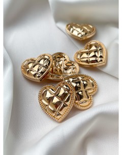 Пуговицы сердечко в форме сердца глянцевое золото 25 мм Bouton