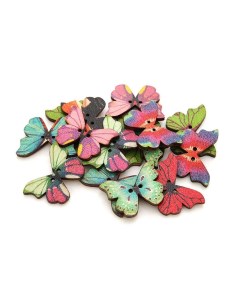 Пуговицы декоративные Бабочки цветные Белоснежка