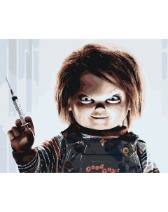 Картина по номерам Страшная кукла Чаки со шприцом Цветное
