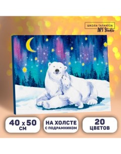 Картина по номерам на холсте с подрамником Полярные медведи 40x50 см Nobrand