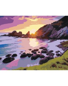 Картина по номерам Природа Пейзаж с берегом моря на закате Цветное