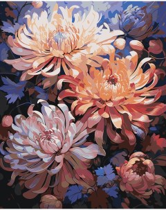 Картина по номерам Цветы Необычные хризантемы Цветное