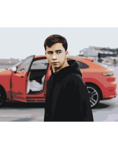Картина по номерам Музыкант Ramil Рамиль на фоне машины Цветное