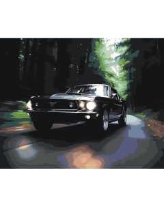 Картина по номерам Машины Форд Мустанг на лесной дороге Цветное
