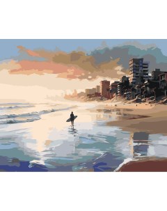 Картина по номерам Море Серфер на солнечном пляже Цветное