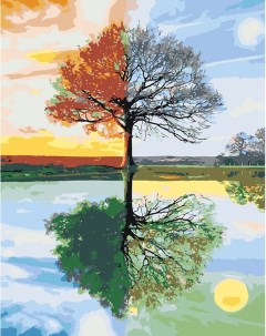 Картина по номерам Природа Дерево времена года зима весна лето осень Цветное