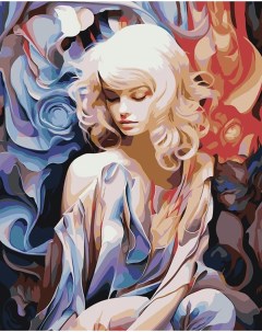 Картина по номерам Портрет девушки с цветочными узорами Цветное