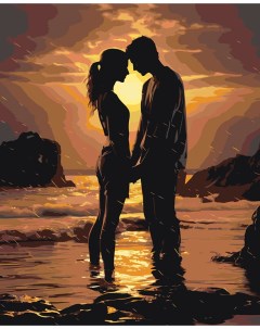 Картина по номерам Море Влюбленная пара в воде 2 Цветное