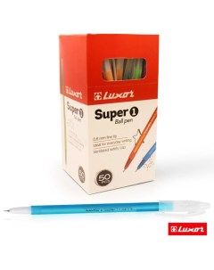 Ручка шариковая Luxor Super 1 чернила синие пишущий узел 0 6 цвет корпуса микс 50 шт Nobrand