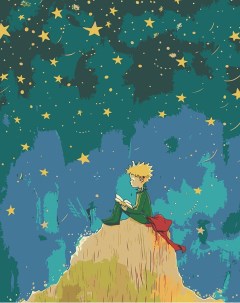 Картина по номерам Сказка Маленький принц и звезды космос Цветное
