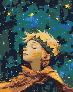 Картина по номерам Сказка Маленький принц и звезды космос Цветное