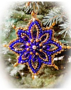 Набор для вышивания бусинами Рождественская звезда Королевский синий Образа в каменьях