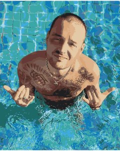 Картина по номерам Рэпер Гуф Guf портрет в бассейне 40x50 Цветное
