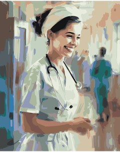 Картина по номерам Медицина девушка врач в больнице 40х50 Цветное