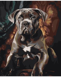 Картина по номерам Собака Кане корсо щенок в кресле Цветное