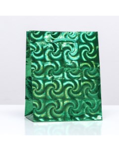Пакет подарочный фольгированный Зеленый 14 Х 11 Х 5 см 12 шт Nobrand
