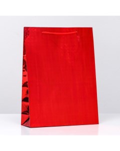 Пакет подарочный фольгированный Красный 34 Х 26 Х 8 см 12 шт Nobrand