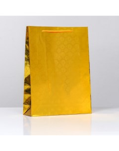 Пакет подарочный фольгированный Золото 34 Х 26 Х 8 см 12 шт Nobrand