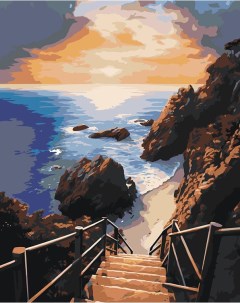 Картина по номерам Природа Пейзаж с лестницей на пляж Цветное