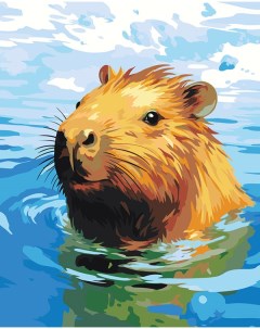 Картина по номерам Счастливая капибара в воде Цветное