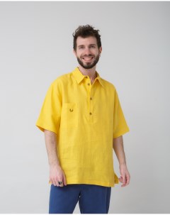 Рубашка льняная поло желтая 26012 Limon